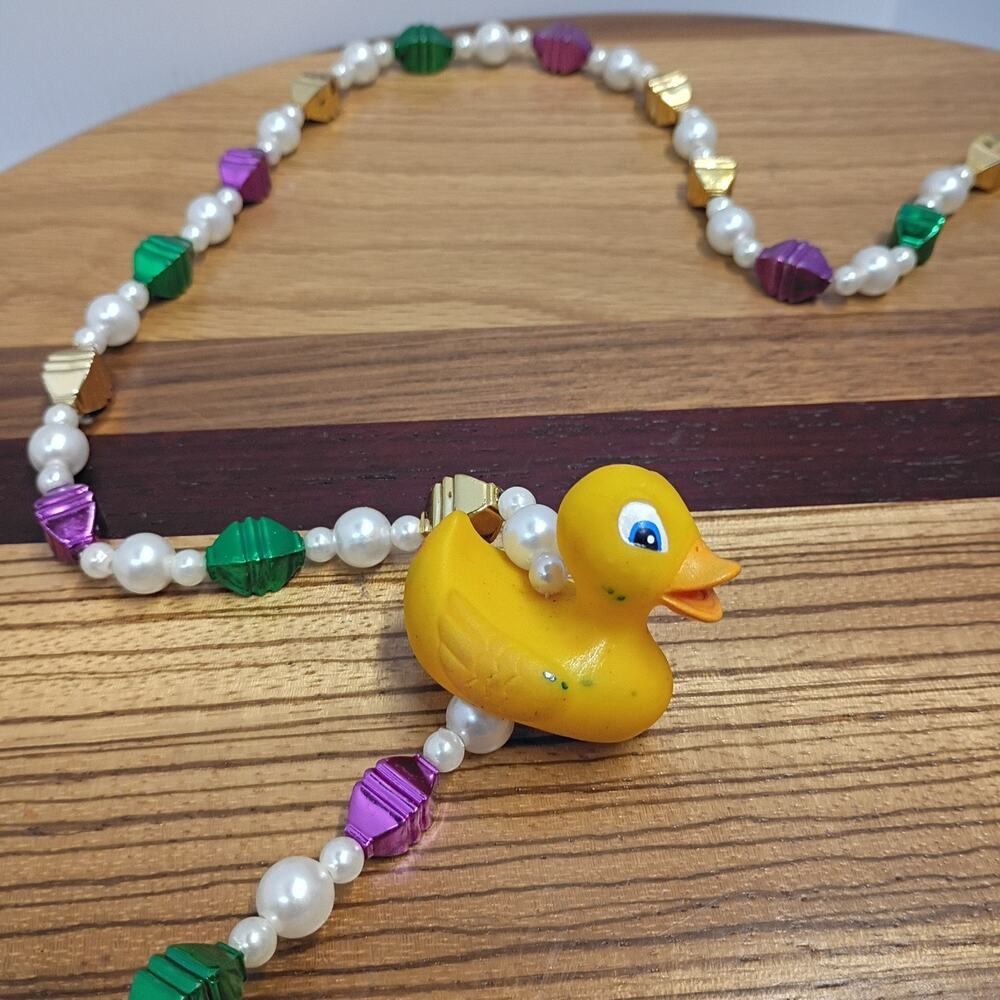 Mardi Gras Rubber Duck Ducky Beaded Necklace New Orleans Carnival - Picture 3 of 5